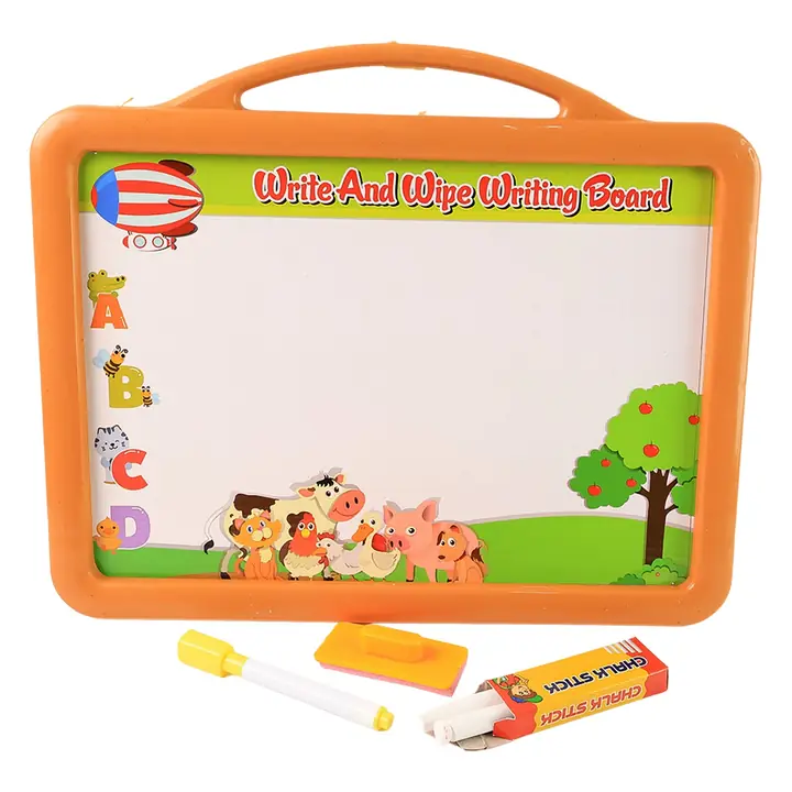 2-in-1 Double-sided Write And Wipe Educational Drawing Board For Kids (1 Set)