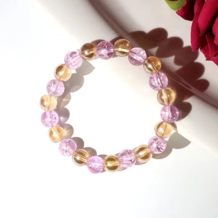 Elegant Dual-tone Crystal Beaded Stretch Bracelet (1 Pc)