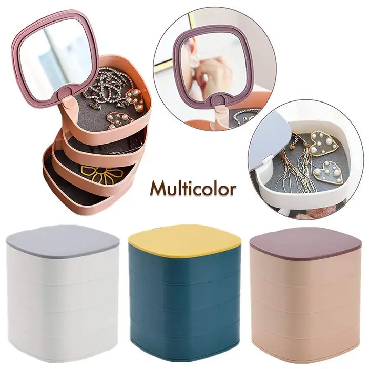 4 Layers Jewellery Box 360 Degree Rotating Jewelry Box Jewelry And Earring Organizer Box With