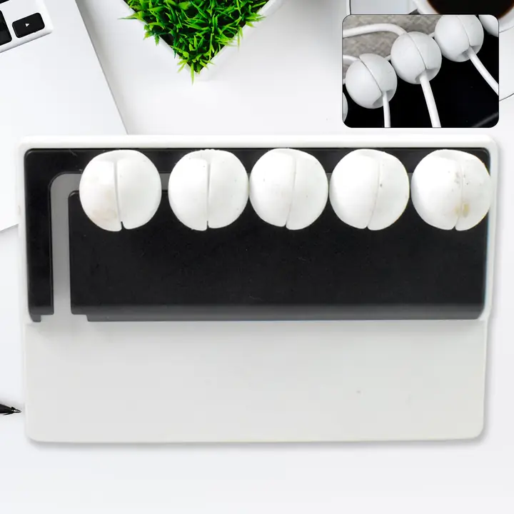 Slots Adhesive Desk Cable Cord Holder For Charging Cable (1 Pc Mix Color)