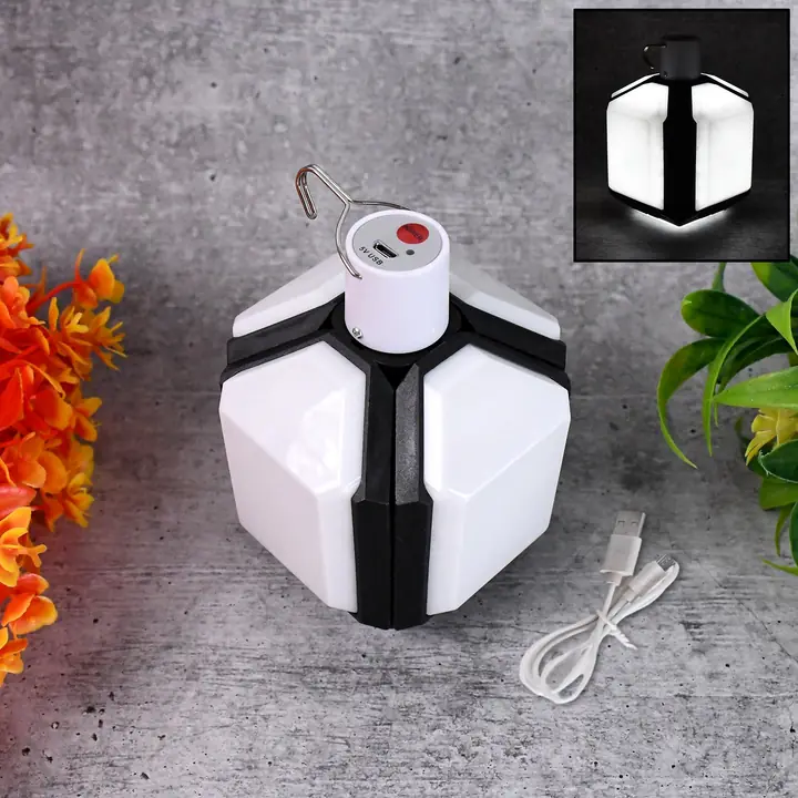 Foldable Camping Light USB Rechargeable LED Lamp With Hanging Hook (1 Pc)