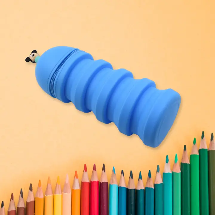 Pencil Case Is Made Of Silicone Telescopic Pen Holder With Zipper Closure And Large Capacity Office