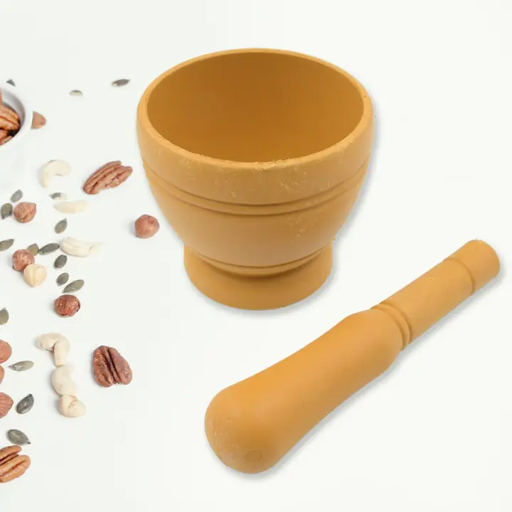 Mortar And Pestle Set For Spices Okhli Masher Khalbatta Kharal Mixer Natural Traditional Grinder
