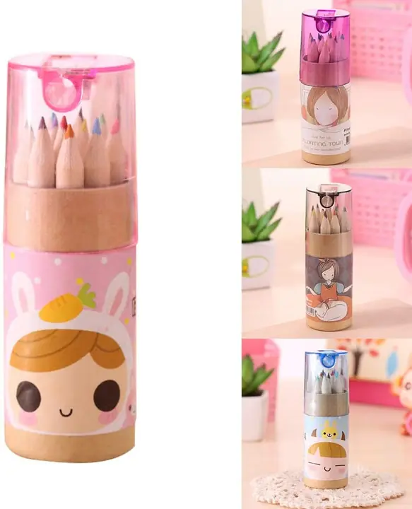 12 Colouring Pencils Kids Set Pencils Sharpener Mini Drawing Colored Pencils With Sharpener Kawaii