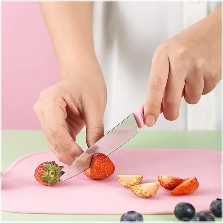 Mini Travel Cutting Board Set 4 Pcs Portable Mini Camping Plastic Cutting Board Knife Fruits (4 Pc Set)