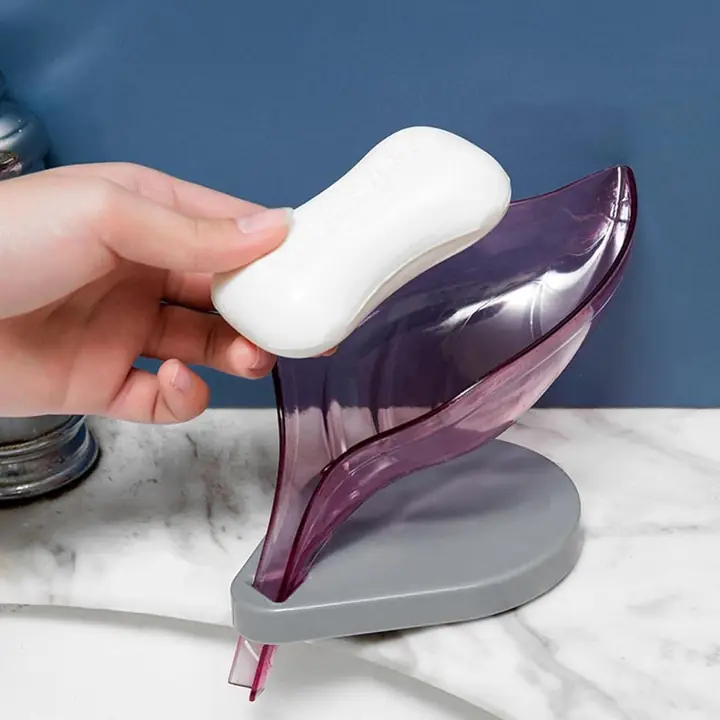 Soap Tray Self Draining Leaf Soap Box Storage Soap Box Rack Leaf Laundry Soap Box With Suction Cup (1 Pc)