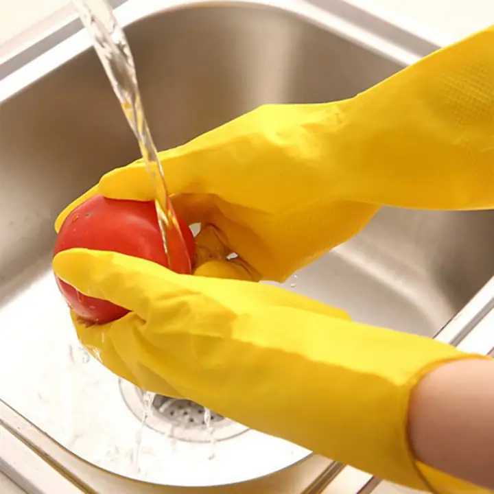 2 Pair Med Yellow Gloves For Types Of Purposes Like Washing Utensils Gardening And Cleaning Toilet