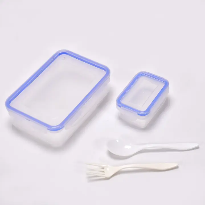 Multipurpose Air Tight 4 Side Lock Food Grade Lunch Box With Small Square Container