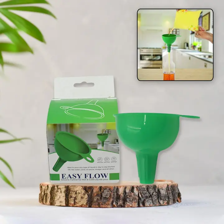 Silicone Funnel For Pouring Oil Sauce Water Juice And Small Food-grainsfood Grade Silicone Funnel (1 Pc Green)