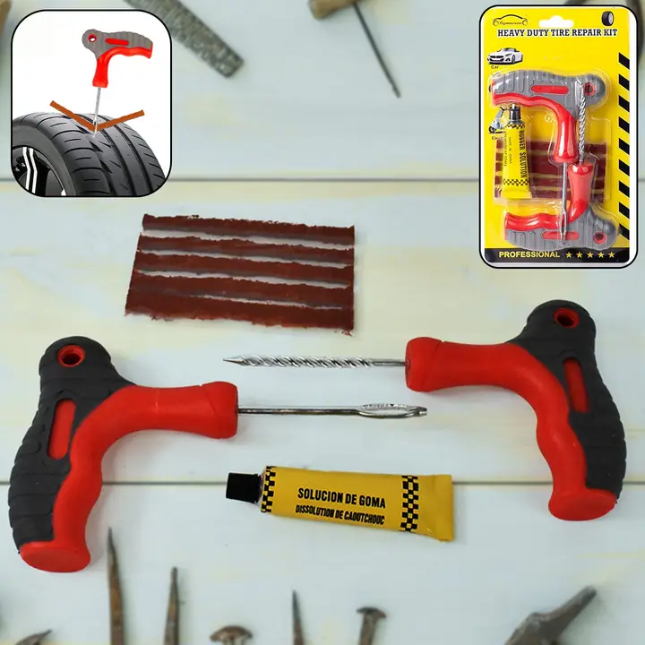 In 1 Universal Tubeless Tyre Puncture Repair Kit Puncher Patch Tools